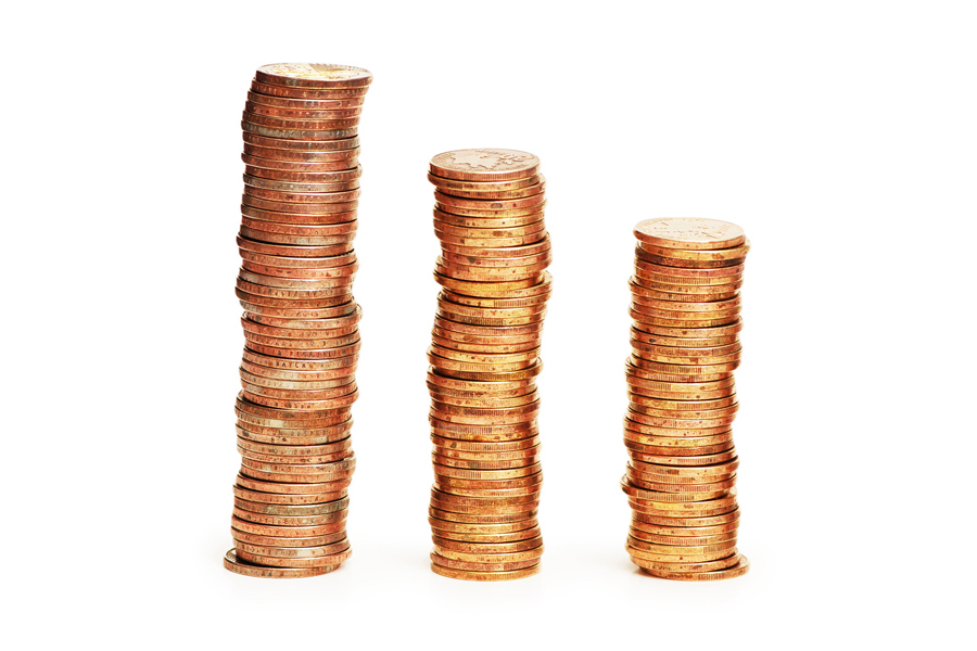 Image: Three stacks of coins with different heights Image: Three stacks of coins with different heights