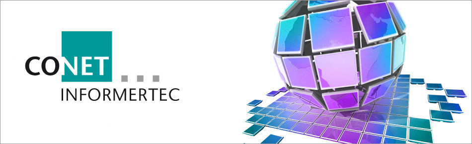 Image: Globe and Logo of CONET Informertec GmbH Image: Globe and Logo of CONET Informertec GmbH