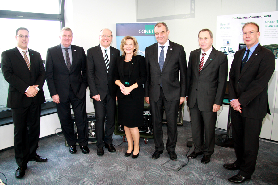 Image: NATO CI Agency visiting CONET; with NCIA General Manager Major General (ret.) Koen Gijsbers (3rd from right), Director Acquisition Peter Scaruppe (2nd from left), CONET CEO Rüdiger Zeyen (3rd from left) and CONET Solutions Managing Director Anke Höfer (center). Copyright: CONET 2013 Image: NATO CI Agency visiting CONET; with NCIA General Manager Major General (ret.) Koen Gijsbers (3rd from right), Director Acquisition Peter Scaruppe (2nd from left), CONET CEO Rüdiger Zeyen (3rd from left) and CONET Solutions Managing Director Anke Höfer (center). Copyright: CONET 2013