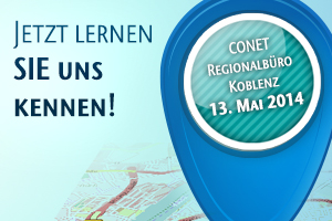 Bild: Einladung zur Eröffnung des CONET-Regionalbüros Koblenz Bild: Einladung zur Eröffnung des CONET-Regionalbüros Koblenz