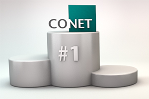 Bild: Siegertreppchen mit CONET als Nummer 1 Bild: Siegertreppchen mit CONET als Nummer 1
