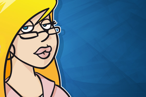 Bild: Blonde Frau mit kritischem Blick Bild: Blonde Frau mit kritischem Blick
