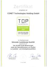 Foto: Führende Ausbildungsqualität: CONET erhält das Zertifikat TOP AUSBILDUNG.