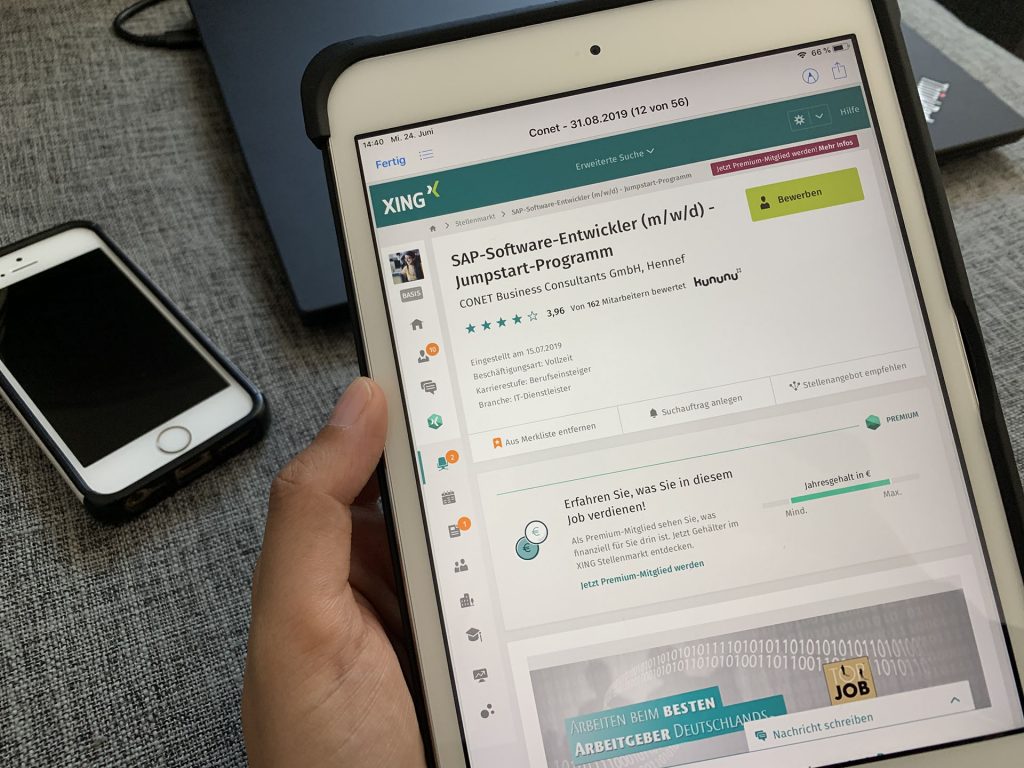 Bild:CONET-Stellenausschreibung auf Xing