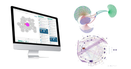 Abbildung: Der NewsHawk® visualisiert Schwerpunktthemen und Netzwerke, zum Bespiel Follower-Netzwerke. (Quelle: Fraunhofer FKIE)