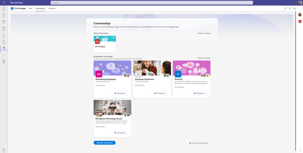 Screenshot: Microsoft-Viva-Engage-Communitys