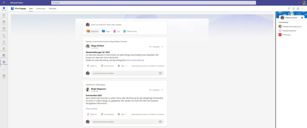 Screenshot: Microsoft-Viva-Engage-Feed