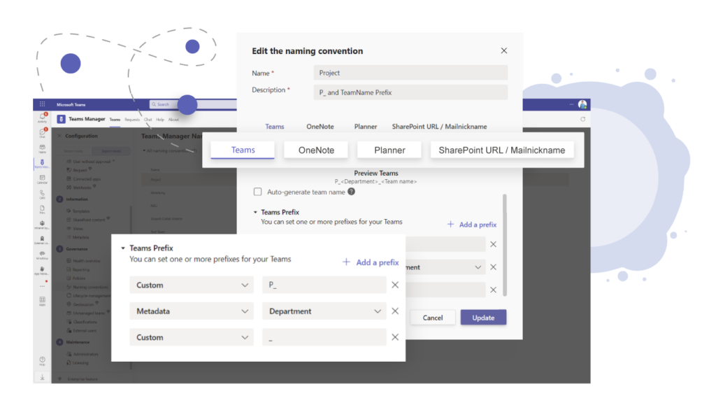 Screenshot: Microsoft Teams Manager naming conventions