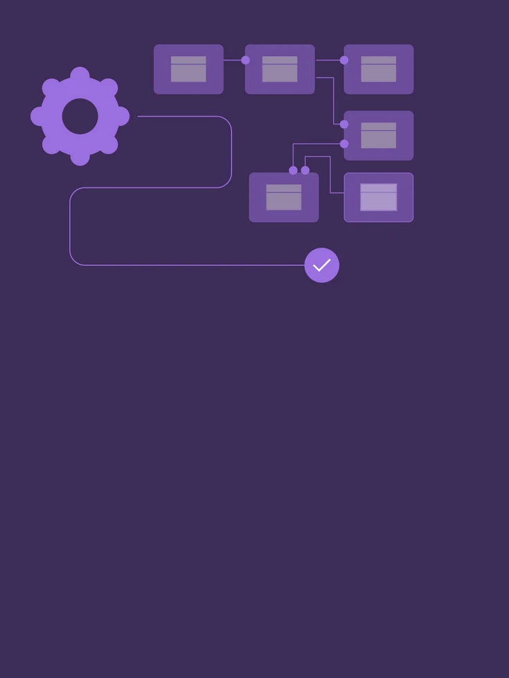 Illustration von vernetzten Prozessschritten zur Darstellung durchgängiger digitaler Abläufe