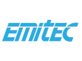 Emitec Logo Logo des Technologieunternehmens Emitec in Hellblau.