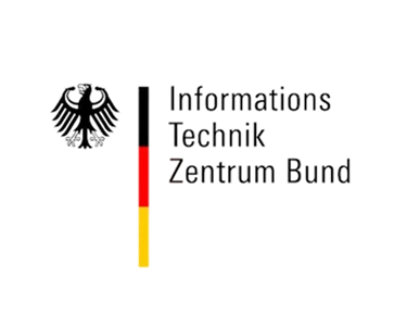 Logo des Informations­technik­zentrums Bund mit Bundesadler und schwarz-rot-gelbem Balken.