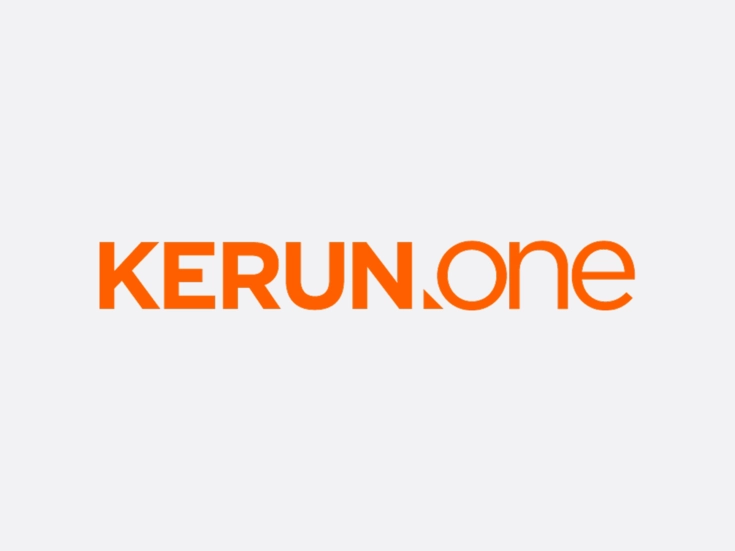 Logo von KERUN.one in orangefarbenem Schriftzug auf hellem Hintergrund.